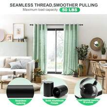 Matte Black Curtain Rods For Windows 48 To 84 Inch, Adjustable Heavy Duty 1" Diameter Curtain Rod With Modern Solid Metal Finials For Outdoor Farmhouse Bedroom Kitchen Living Room - Black - View 3
