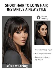 With Bangswomen's Hair Replacement, Covers Gray Hair, Fluffy And Natural, Seamless Layered Wig For The Forehead,Wig Bangs - Multicolor - View 7