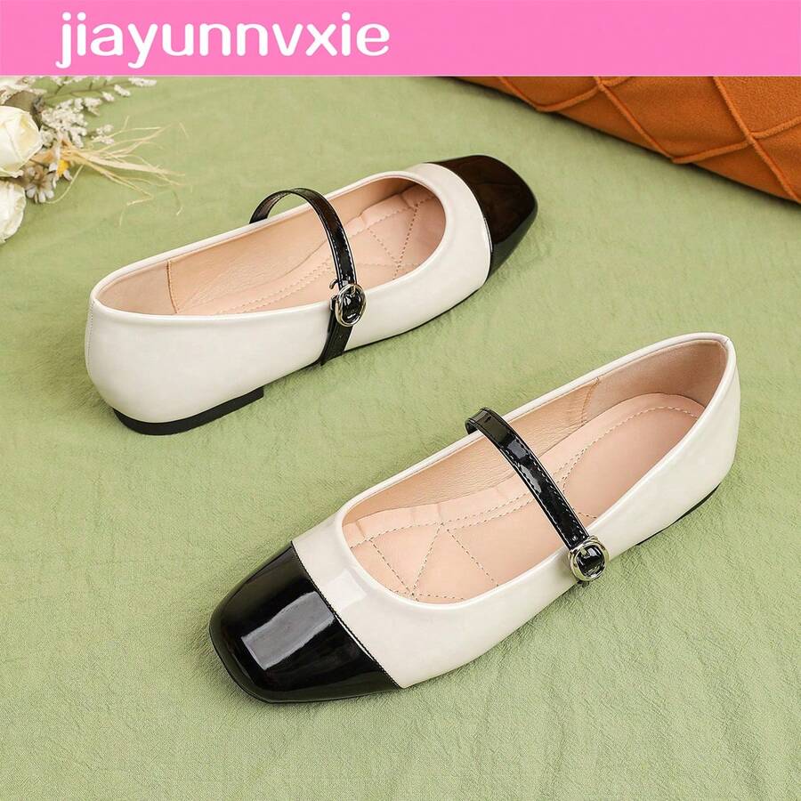 JiaYunNvXie 新款女款瑪麗珍平底奶奶鞋芭蕾舞鞋