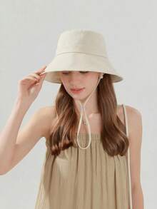 JOYLORD 1 pieza Sombrero de ala ancha para mujer, estilo coreano versátil minimalista de unicolor, sombrero de cubo para primavera/verano, protección solar para viajes al aire libre - multicolor - Ver 3