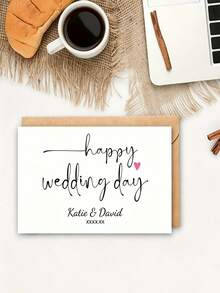 Customized Name And Date Greeting Card, Suitable For Wedding, Engagement Or Anniversary, Gift Card With Sincere Congratulations, Creating Exclusive Greeting Card For Newlyweds - Multicolor - View 5