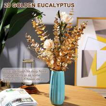 Artificial Eucalyptus Dried Flower Bouquet, Faux Money Tree Eucalyptus Leaves With Foliage Floral Decoration, Suitable For Wedding Decor, Home Vase Arrangement, Wedding Party Decoration, DIY Bouquet Packaging Accessories - Single Eucalyptus Leaf - View 10