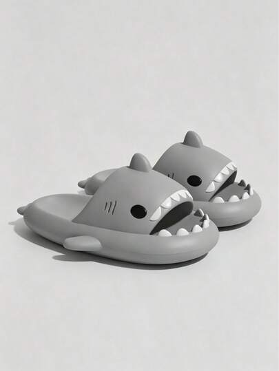 1 Pair Of Cute EVA Shark-Print Summer Sandals. Men's/Women's Flip-Flops, Available As A Matching Set For Couples. Perfect For Home, Outdoor Activities, The Pool, And The Beach. An Ideal Gift For Friends, Partners, Or Classmates. Halloween Gifts