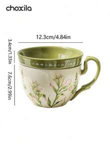 choxila 1pc Lily Patterned Coffee Cup, Large-Capacity Ceramic Cup With Lid, Multi-Functional Breakfast Cup, Milk Cup, Yogurt Bowl - Lily-shaped Coffee Cup With Lid - View 10