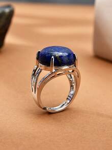 2pcs Fashion Natural Stone Natural Crystal White Crystal And Lapis Lazuli Open Ring Set, Mother's Day Valentine's Day Birthday Gift - White Crystal and Lapis Lazuli - View 9