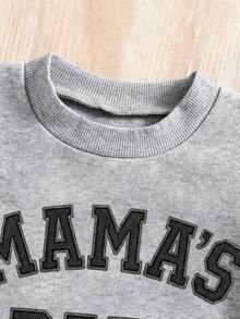 Set Baju Sweatshirt Hangat Leher Bulat Motif Kartun dan Celana Panjang dengan Saku untuk Bayi Laki-laki - Grey - View 6