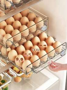 Multifunctional Large Capacity Egg Storage Box, Drawer-Style Plastic Egg Holder, Kitchen And Refrigerator Airtight Fresh-Keeping Container - Multicolor - View 4
