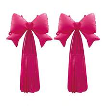 2pcs/Set Bow-Shaped Foil Tassel Ribbon Aluminum Film Balloons, Bow-Shaped Tassel Ribbon Design, Suitable For Wall Hanging, Photo Background Decoration And Other Decorative Scenes. Various Balloon Styles, Suitable For Birthday Parties, Bachelor Parties, Weddings And Gender Reveal Parties And Other Indoor Decoration Occasions. - One-piece Bow Tassel - View 10