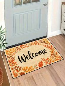 1pc, Autumn Golden Maple Leaf Welcome Pattern Doormat, Seasonal Style Indoor/Outdoor Non-Slip Mat, Machine Washable Polyester Fiber Door Mat, Suitable For Kitchen, Dining Room, Hallway, Bathroom, Bedroom, Outdoor, Entrance, Home Decor, Room Decor, All Seasons - Orange - View 12