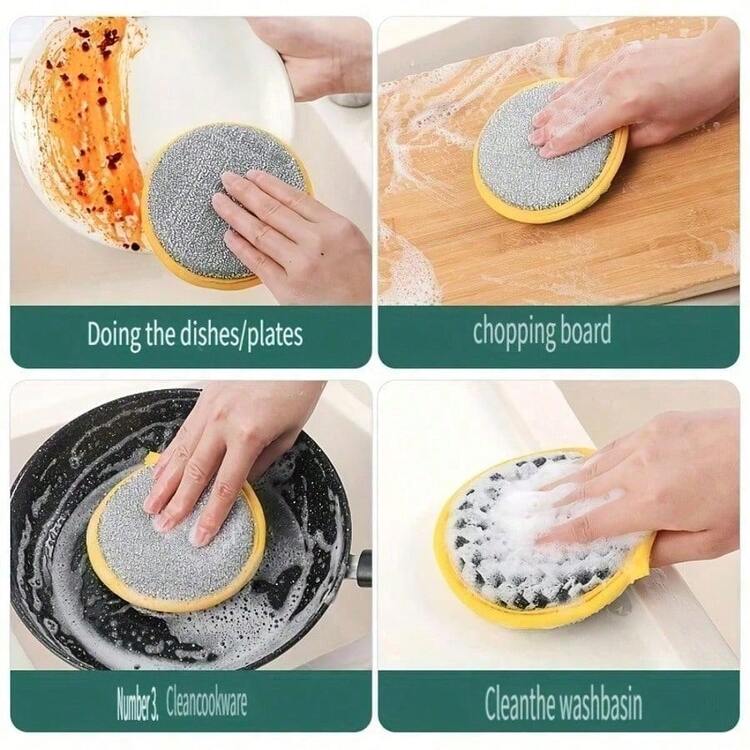 10 miếng mút rửa bát hai mặt cho nhà bếp, bàn chải vệ sinh đa năng cho bát, đĩa, nồi, chảo, bồn rửa và dọn dẹp gia đình - Nhiều màu - Xem 3