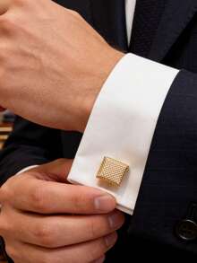 2/6 Pcs Men's Cufflinks Silver Black Cufflinks Premium Steel Jewelry Elegant And Classy Set Ideal For Wedding, Party, Ceremony - Multicolor - View 6