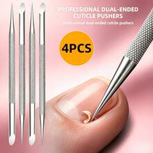 4Pcs Double Ended Cuticle Pusher Stainless Steel Manicure Nail Care Tools For Dead Skin Clean,Comes With A Storage Box, Easy To Carry - Silver - View 1