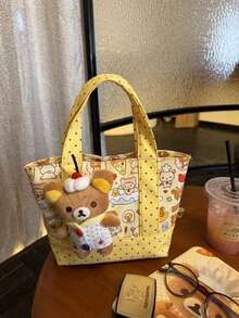 San-X Rilakkuma 波點寬鬆熊熊甜點風 Ins 卡通大容量可愛學生化妝收納包 新款手提式 - 彩色 - 查看 2