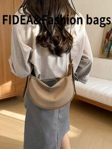 Premium Elegant Colorblock Shoulder Bag, PU Material, Minimalist Stylish Adjustable Strap Crossbody Bag, Versatile Underarm Bag For Travel, Shopping, Commuting And Daily Use, Women's Bag - Coffee - View 5