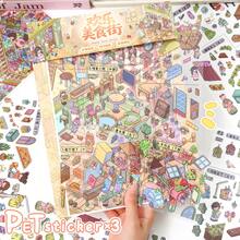 特大號 DIY 場景貼紙附定位線，成人風景貼紙、房屋貼紙、手帳貼紙、3D 微縮房屋場景貼紙、DIY 手帳貼紙、風景貼紙、景觀貼紙、手工貼紙，可重複使用，多種尺寸可選 - A - 查看 6