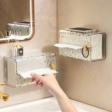 Transparent Tissue Box, Multifunctional No-Drill Bathroom Glacier Pattern Paper Towel Storage Box, Suitable For 19x10cm Tissue Packs - Multicolor - View 6