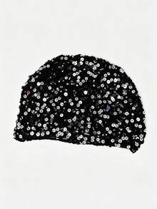 1pc Women's Fashion Spring/Autumn Thin Sequin Handmade Crochet Wool Hat, Suitable For Beach Bohemian Style Outfit - A - View 9