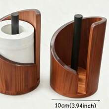 1 Small Roll Paper Storage Rack Wooden Desktop Tissue Holder Household Office Roll Paper Storage Box Living Room Bedroom - Multicolor - View 2