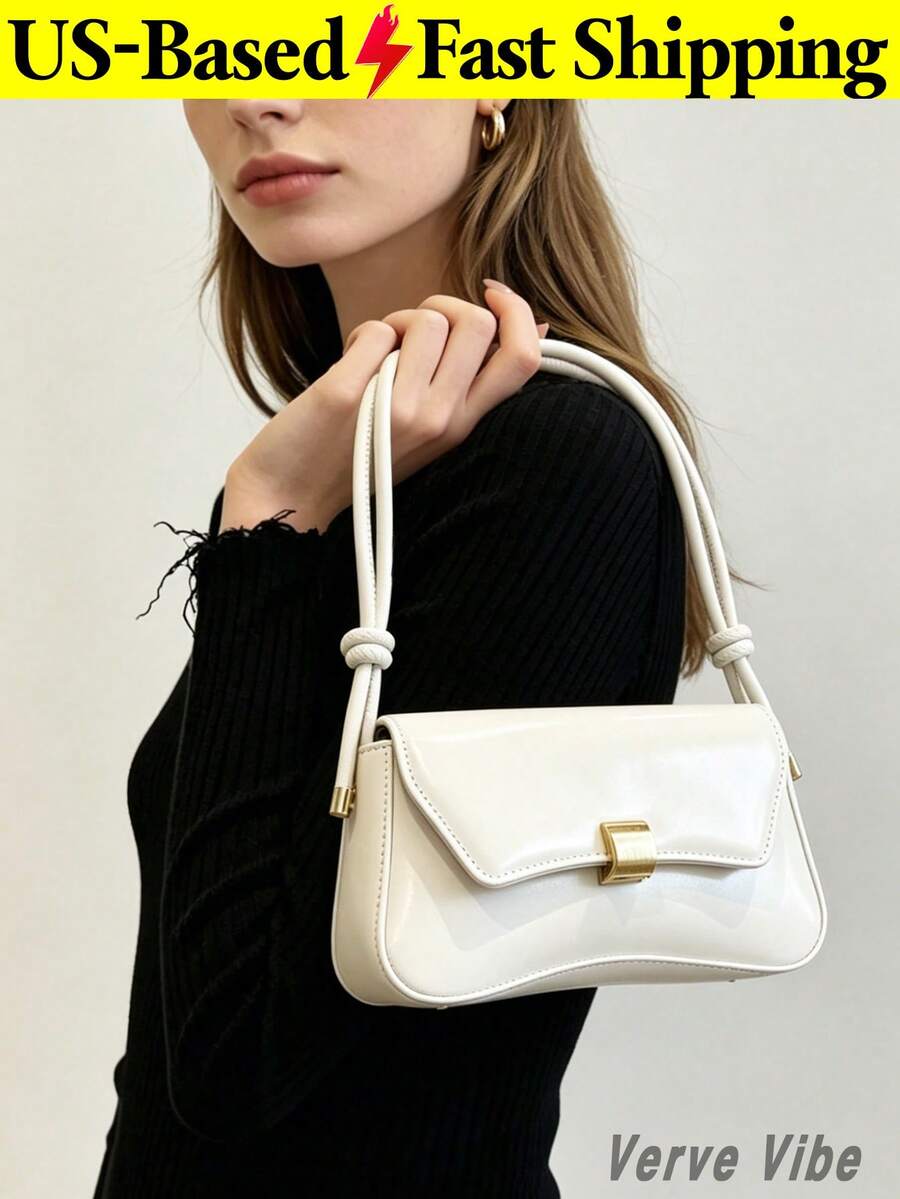 Fashion Flap Shoulder Bag For Women Solid Color Handbag Pu Leather ...