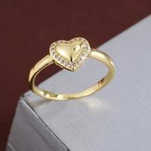 1pc Fashion Heart Shaped Design Cubic Zirconia Inlaid Women's Ring, Couple Gift - Multicolor - View 3