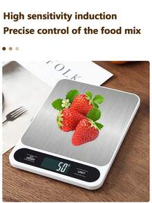 [Hot Selling Product] Multifunctional Kitchen Scale With LED Display On Back Panel, Easy-To-Clean Brushed Stainless Steel Scale Face, Anti-Slip Mat On Bottom, Kitchen Accessories, Baking Tools, Precisely Controls Food Weight. Batteries Not Included. - jewelry scales - View 5