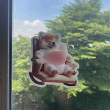 3D Sticker 1pc/2pcs/5pcs Creative Fried Chicken Stickers, Shiba Inu Stickers, Belly Puppy Stickers, Belly Dog Collection Printed Stickers For Scrapbooking And Decoration - Dark Grey - View 7