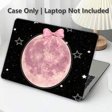 1 pieza Funda protectora para portátil con patrón impreso UV de lazo rosa, luna y cielo estrellado, carcasa protectora transparente de plástico duro para MacBook, carcasa dura de plástico duradero para Air y Pro - Ver 7