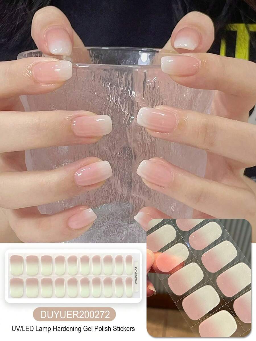 跨境新款半固化凝膠夏季腳趾甲貼片，亮面閃粉設計，現貨批發，防水且持久
