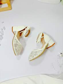 Sepatu Hak Tinggi Nyaman Berujung Bulat Berbahan Jala untuk Anak Perempuan, Sepatu Putri Serbaguna untuk Pemakaian Sehari-hari - Putih - View 12