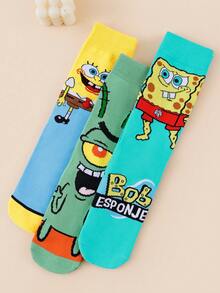 SpongeBob SquarePants 1/3/5/8/10 Pairs Kawaii Cartoon Crew Socks, Cute Novelty Character Socks, Multi-Pack (Random) - Multicolor - View 8