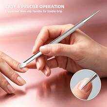 4Pcs Double Ended Cuticle Pusher Stainless Steel Manicure Nail Care Tools For Dead Skin Clean,Comes With A Storage Box, Easy To Carry - Silver - View 2