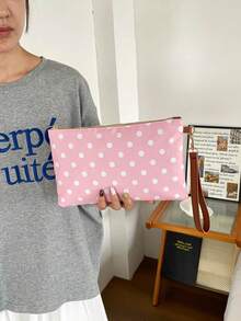 Spring/Summer New Versatile Handbag, Polka Dot Pattern, Women's Fashion Multi-Purpose Hand-Carried Straw Woven Colorful Envelope Bag - Pink - View 8