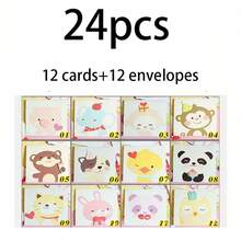 24pcs, 1 Set Of 24, Creative Cartoon Greeting Cards, Cute 3D Cards, Birthday Cards, Gift Cards, Party Supplies Cards, Cute Mini Cards, Greeting Cards, Cards For Cute People - Sets - View 6