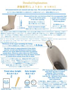 女款條紋工作風 PVC 戶外四季防水雨靴 中筒格紋女款雨鞋 男款工作防水鞋 灰色 - 淺灰色非束口 - 查看 3