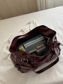 Vintage Large Capacity Tote Bag For Women, New Popular Minimalist Commuter Shoulder Bag - Red - View 4
