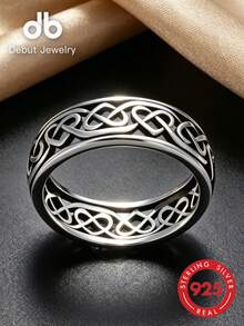 S925 Sterling Silver Unisex Celtic Knot Ring, Infinity Heart-To-Heart Ring, Vintage Hollow Irish Infinity Knot Band, Classic Celtic Wedding Ring Couple Set, Versatile Personalized Jewelry, Gift Box Packaging - Infinite Heart-to-heart Ring - View 4