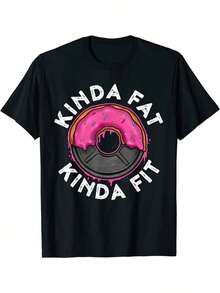 Camiseta para hombre, camisetas de verano, camiseta negra informal con estampado divertido de donut, camiseta para mujer, conjuntos de vacaciones - Negro - Ver 1