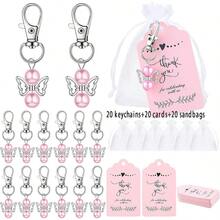 60pcs Baby Shower Favor Angel Keychain Bulk Thank You Tags Baby Girl Shower Favors Guest Return Baptism Gifts - Multicolor - View 11