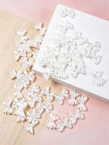 10-50pcs Coquette White Pearl Bow Flower Resin Cabochons Glossy DIY Nail & Craft Decor - Multicolor - View 4
