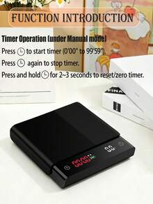 [Regalo] Báscula de café con temporizador - Capacidad máxima de pesaje 2000g. Equipada con una pantalla digital LED de alta definición. Perfecta para hacer espresso, café de goteo, tostado e incluso pesar joyas. (Cable de carga no incluido) - Báscula de cocina - Ver 6