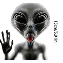6 Inch Alien Sticker - Glossy Self-Adhesive Paper, Asymmetrical Shape, Suitable For Car, Laptop, Window, Wall - One-Time Decorative Sticker, Cute Sticker, Party Decoration, Matte Design - Multicolor - View 2