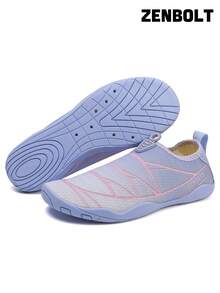 Zenbolt Women's Breathable Water Shoes, Slip-On Barefoot Shoes, Quick-Dry Beach Socks, Women's Water Shoes, Striped Letter Pattern, Suitable For Surfing, Rafting, Boating, Swimming, River Hiking, Water Ballet, Yoga, Fitness - Blue-purple - View 7