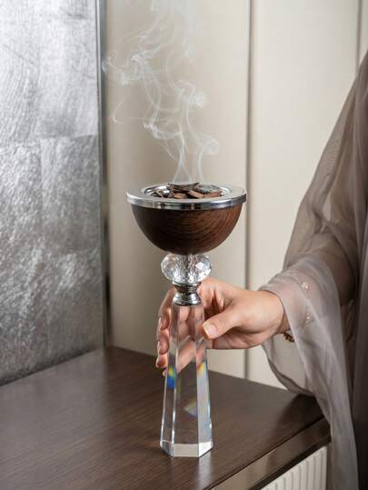 Elegan Crystal+Metal Incense Burner, Luxury Bakhoor Burner, Incense Holder, Heat-Resistant And Durable, Home Decor, Perfect For Majlis, Entryway, Living Room, Bedroom, Yoga Studio, A Beautiful Gift For Friends And Family,Fragrance Corner,Gifts