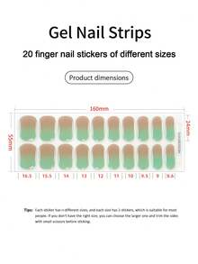 Semi-Cured Gel Nail Stickers 20pcs Long-Lasting Salon-Grade Nail Art Decals Easy To Apply And Remove UV Lamp Compatible - Mint Green - View 4