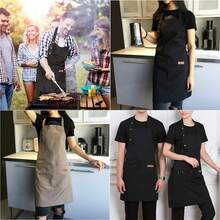 Delantal de lona ajustable con bolsillos grandes, delantal de cocina duradero para hornear, cafetería, restaurante y ropa de trabajo - Multicolor - Ver 6