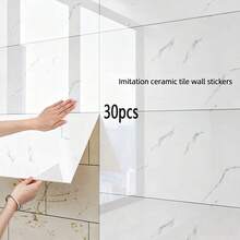 Azulejos de pared autoadhesivos 3D con efecto mármol fáciles de aplicar - Papel tapiz de espuma autoadhesivo e impermeable, adecuado para salpicadero de cocina, sala de estar, dormitorio, decoración de baño - Pegatinas de pared de vinilo fáciles de cortar y lavables - Adhesivo para azulejos - Pegatinas de pared - Ver 15