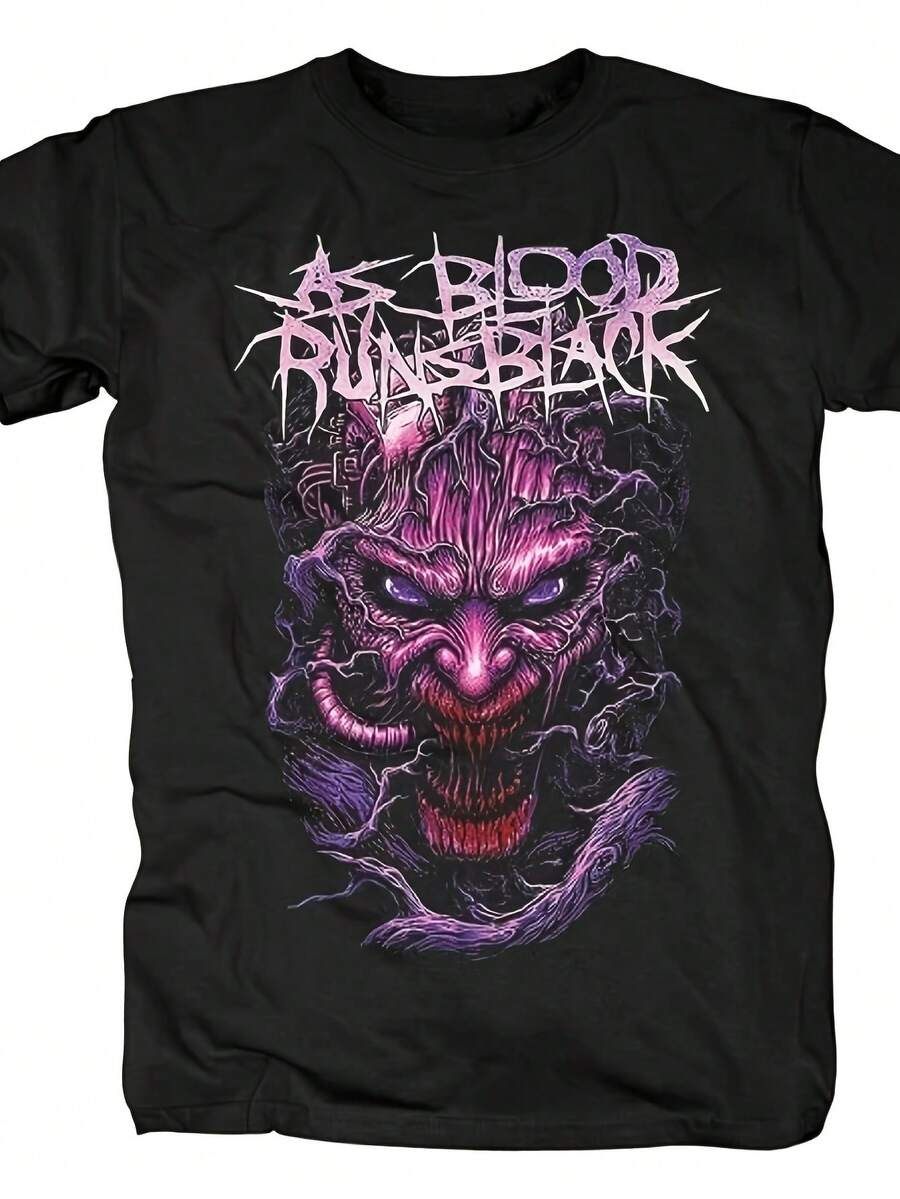 Camiseta veraniega versátil e informal de algodón puro transpirable, con un divertido estampado retro de una banda americana, ideal para varias estaciones, tanto para hombre como para mujer. Camisetas especiales de verano. - Negro - Ver 1
