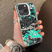 Phone Case - 1 Piece Graffiti Text Design Phone Case Suitable For Apple  17 16 15 14 13 12 11 PRO MAX Shockproof Camera Protection Phone Case Functional Fashionable Aesthetics For Daily Use(Shipped From European Local Warehouse) JITZ - 銀色 - 查看 6