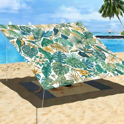 1pc Bohemian Style Colorful Floral & Animal Print Polyester Sunshade Canopy, UV-Blocking Breathable Shade Cloth With Metal Reinforced Grommets, Outdoor Privacy Screen Sun Sail, Heat-Insulating Roof Cover, Suitable For Balcony, Patio, Garden, Pergola, Greenhouse, Backyard Lawn, Pool Area, Pet House, Carport, Sturdy Structure Easy Installation Shade Fabric, Outdoor Patio Daily Use