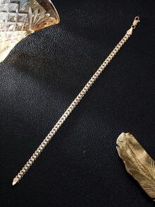 1pc 14K Gold Plated Fashionable Hip Hop Style Gold Tone Chain Bracelet For Unisex Daily Wear - Gold Bracelet - View 1